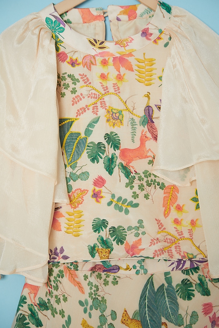 Multi-Colored Silk Printed Lehenga Set For Girls by Brat N Pret at Pernia's Pop Up Shop