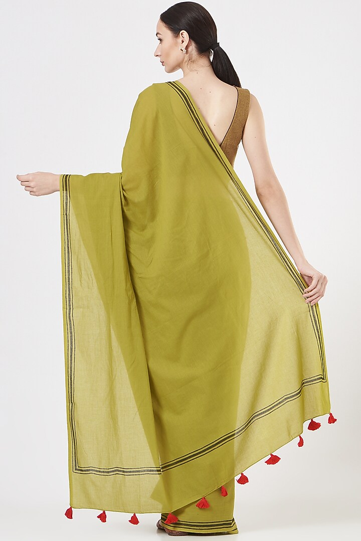 Leaf Green Printed Saree Set by Brij Bari at Pernia's Pop Up Shop