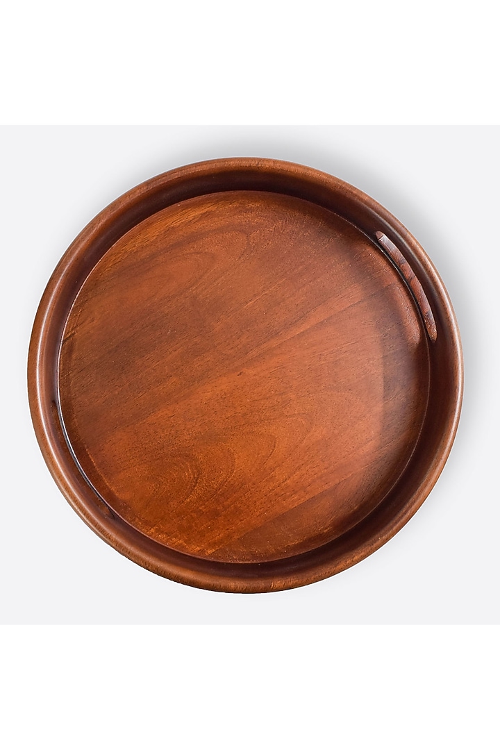 Brown Solid Wood Round Serve Tray by Brick Brown at Pernia's Pop Up Shop