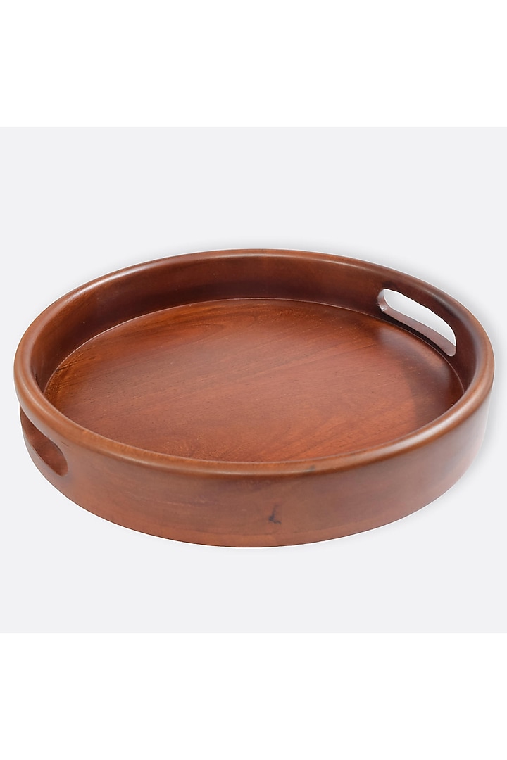 Brown Solid Wood Round Serve Tray by Brick Brown at Pernia's Pop Up Shop