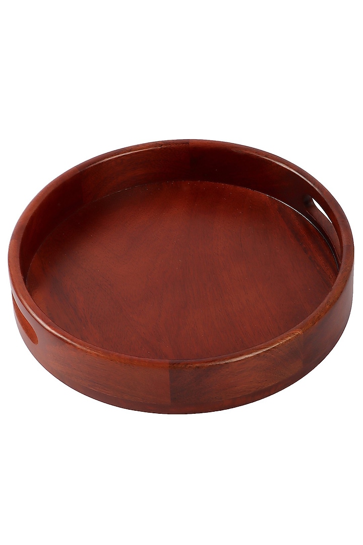 Brown Solid Wood Round Serve Tray by Brick Brown at Pernia's Pop Up Shop