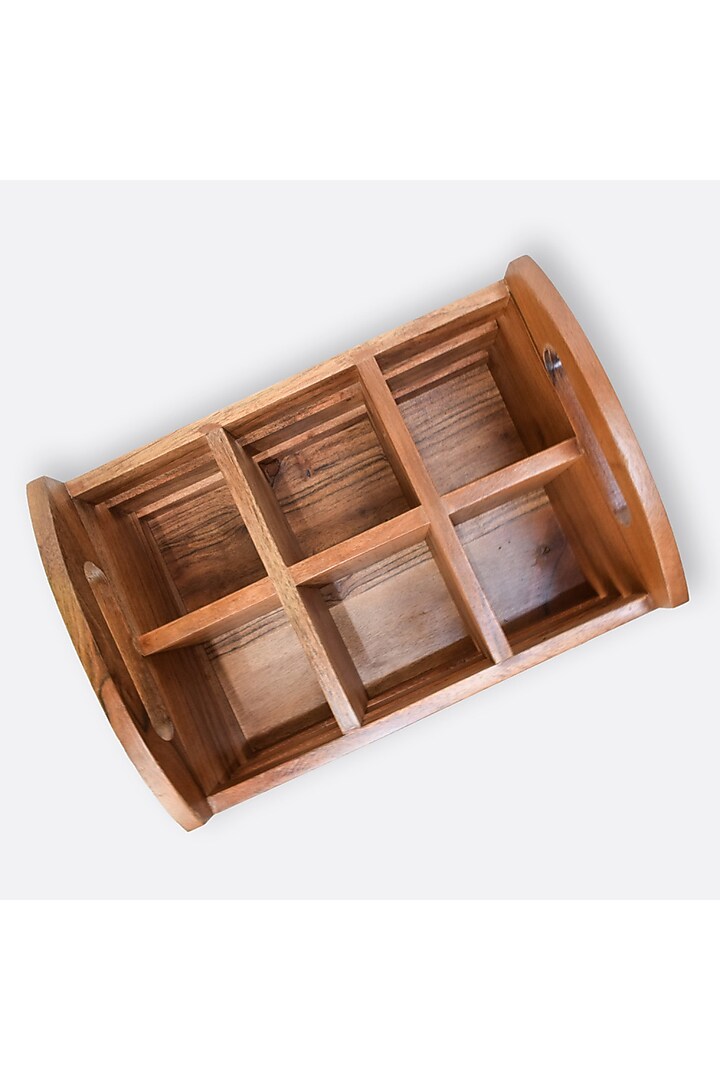 Brown Solid Wood Six-Division Glass Organizer by Brick Brown at Pernia's Pop Up Shop