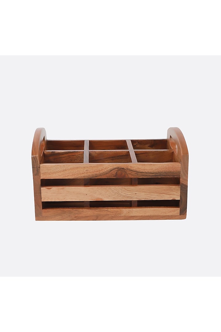 Brown Solid Wood Six-Division Glass Organizer by Brick Brown at Pernia's Pop Up Shop