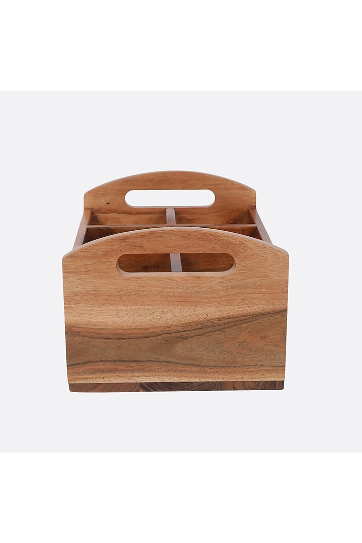 Brown Solid Wood Six-Division Glass Organizer by Brick Brown at Pernia's Pop Up Shop