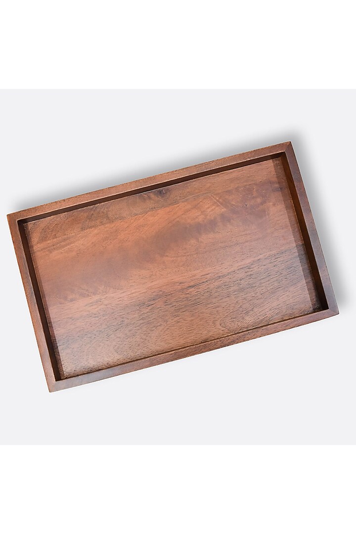 Brown Solid Wood Serving Platter With Metal Stand by Brick Brown at Pernia's Pop Up Shop