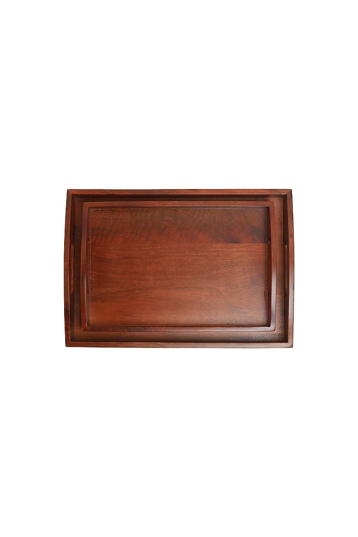 Brown Solid Wood Serving Tray (Set Of 2) by Brick Brown at Pernia's Pop Up Shop