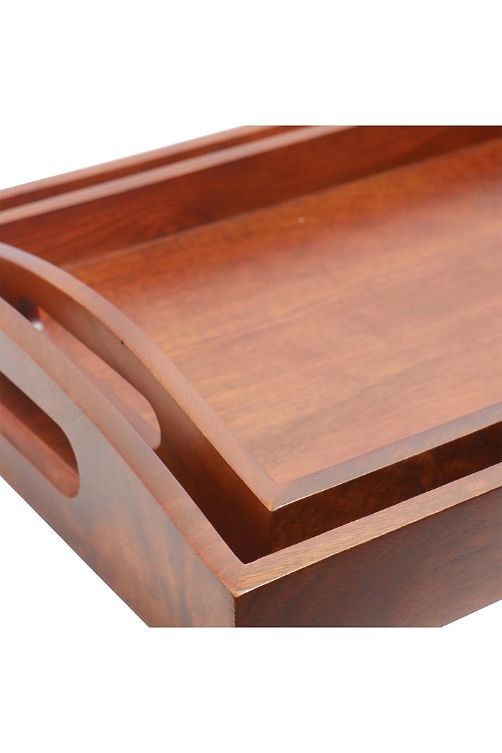 Brown Solid Wood Serving Tray (Set Of 2) by Brick Brown at Pernia's Pop Up Shop