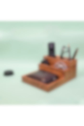 Brown Acacia Wood Staircase Organizer by Brick Brown at Pernia's Pop Up Shop