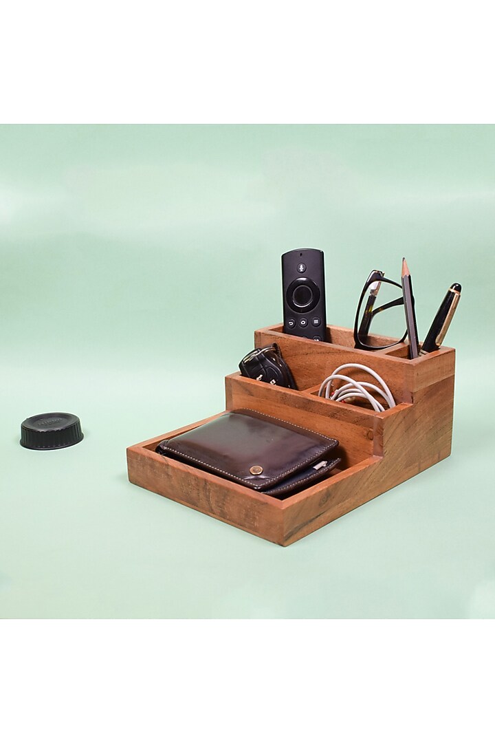 Brown Acacia Wood Staircase Organizer by Brick Brown at Pernia's Pop Up Shop
