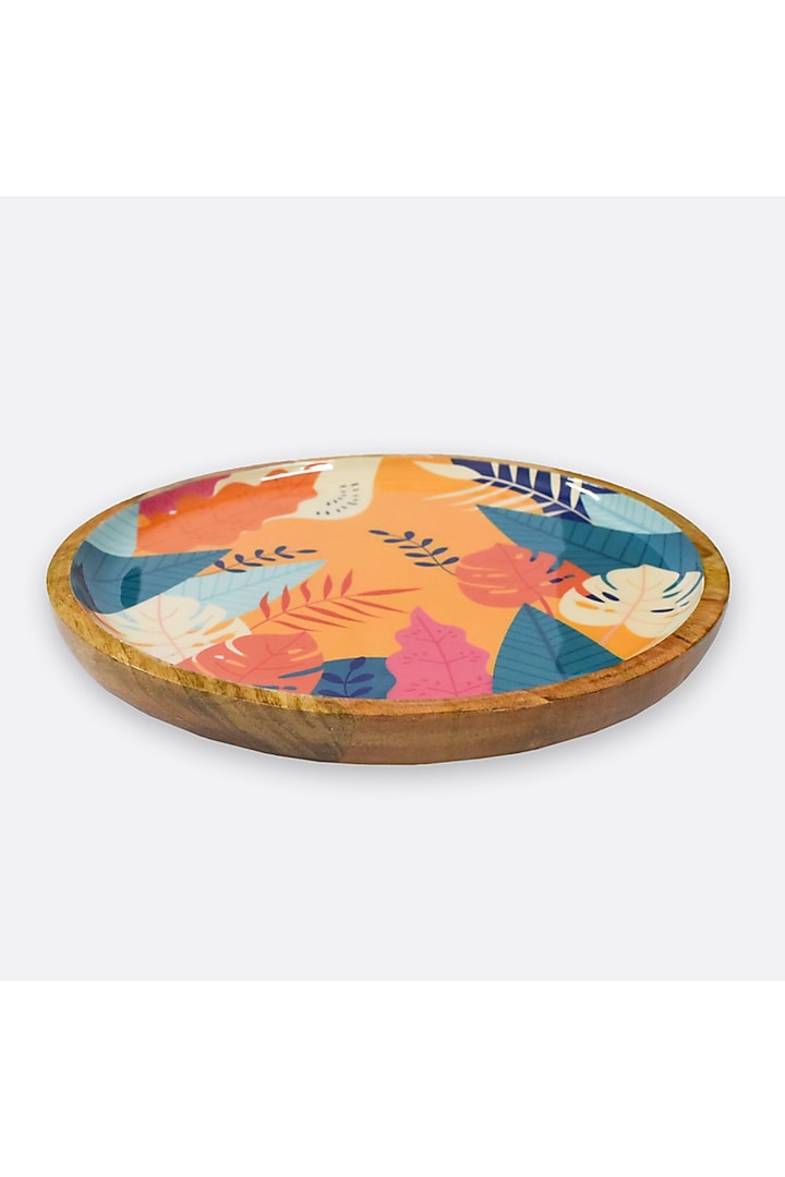 Multi-Colored Wooden Tropical Round Serving Platter by Brick Brown at Pernia's Pop Up Shop