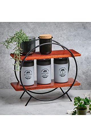 Brown & Black Solid Wood Circular Organizer by Brick Brown