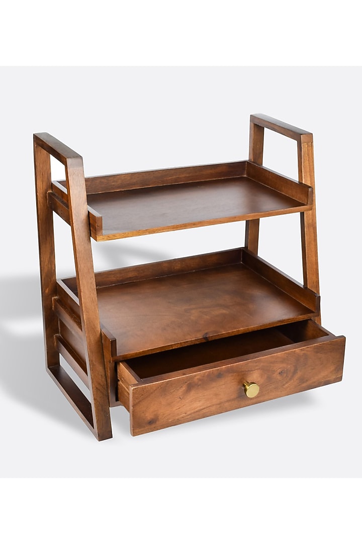 Brown Wooden Organizer With Drawer by Brick Brown at Pernia's Pop Up Shop