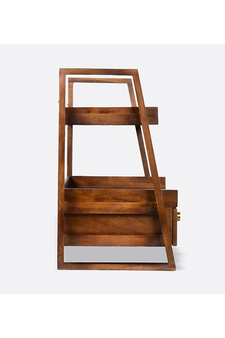 Brown Wooden Organizer With Drawer by Brick Brown at Pernia's Pop Up Shop