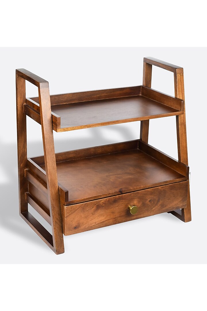 Brown Wooden Organizer With Drawer by Brick Brown at Pernia's Pop Up Shop