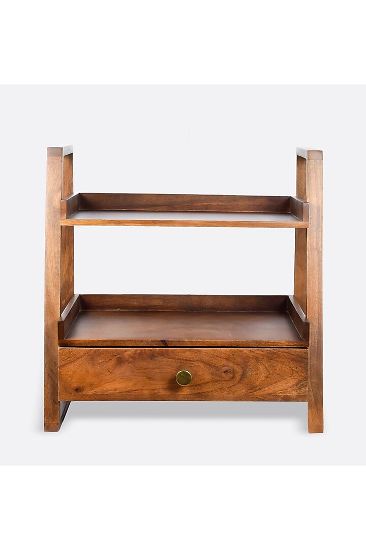 Brown Wooden Organizer With Drawer by Brick Brown at Pernia's Pop Up Shop