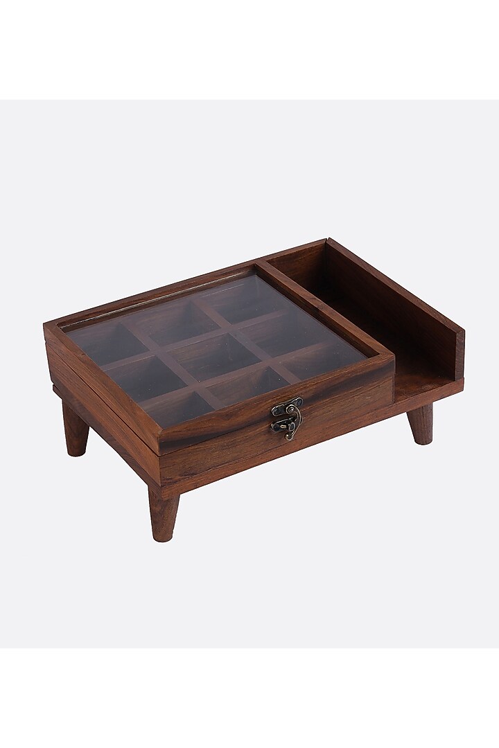 Brown Solid Wood Legged Spice Box by Brick Brown at Pernia's Pop Up Shop
