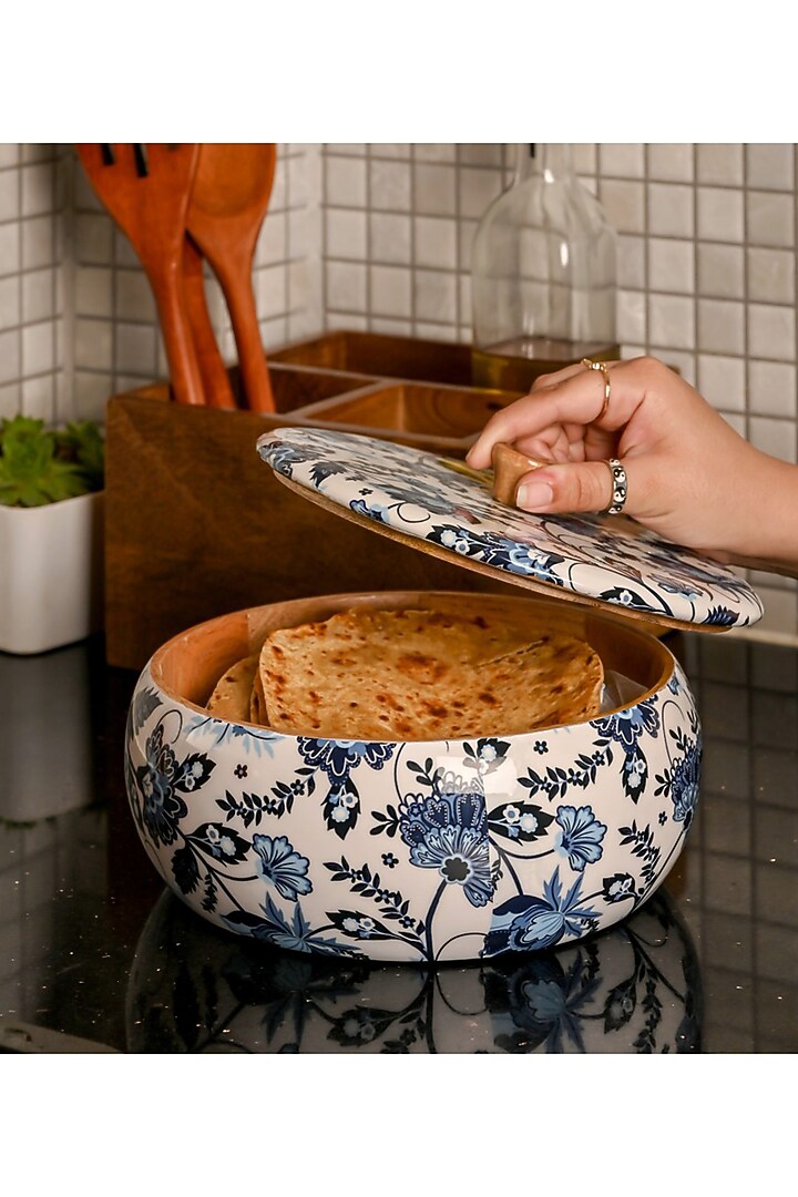 Blue Solid Wood Tropical Roti Box by Brick Brown at Pernia's Pop Up Shop