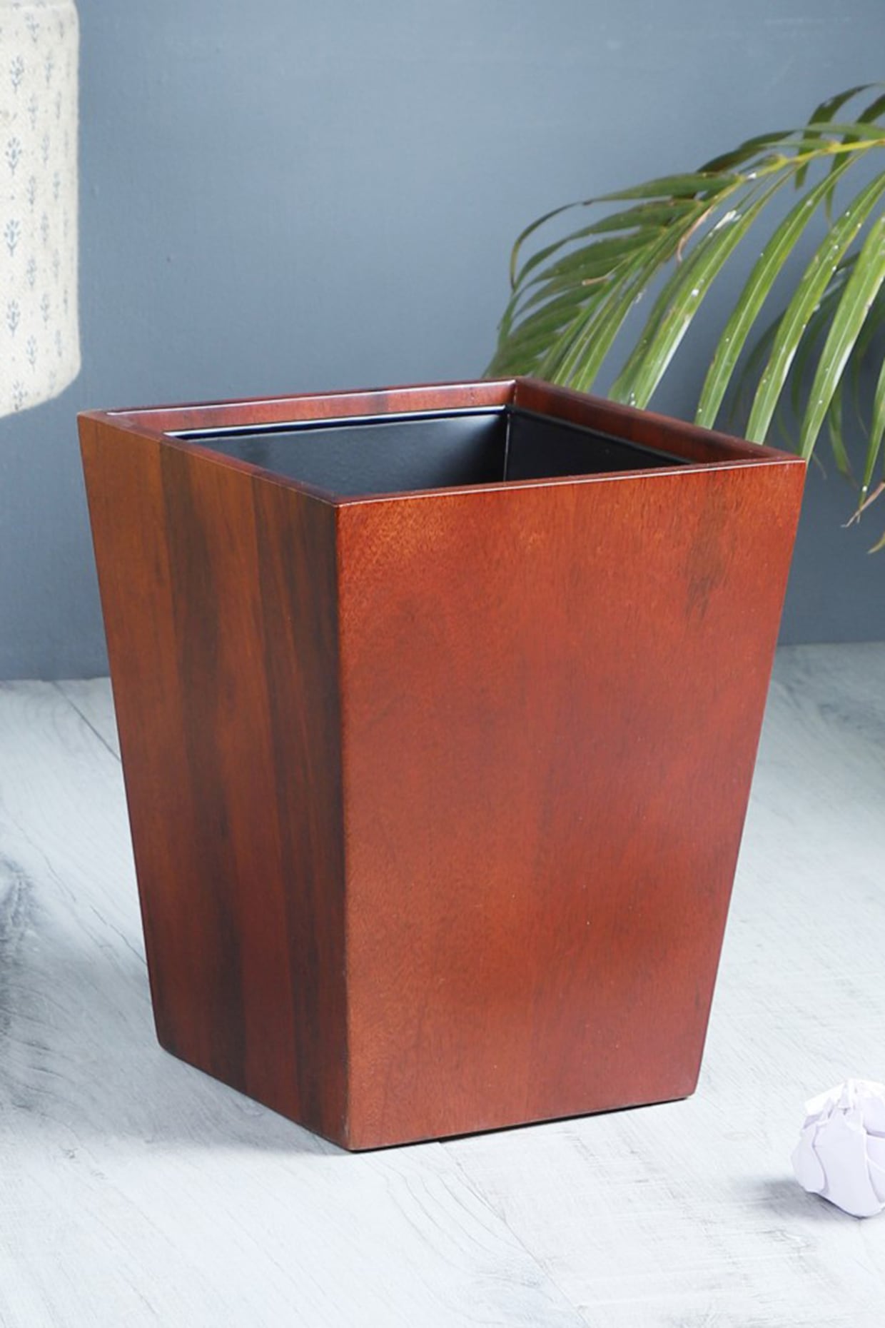 Brown Solid Wood Dwindle Wastebasket by Brick Brown at Pernia's Pop Up