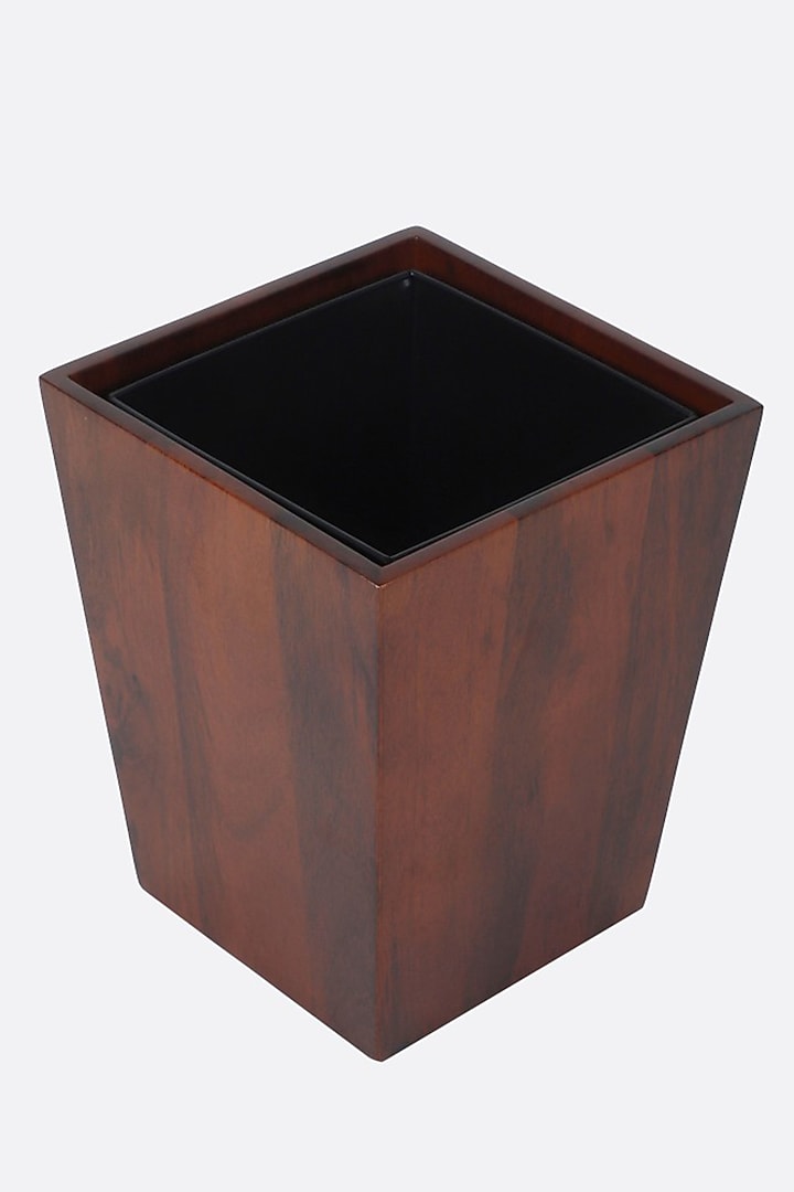 Brown Solid Wood Dwindle Wastebasket by Brick Brown at Pernia's Pop Up Shop