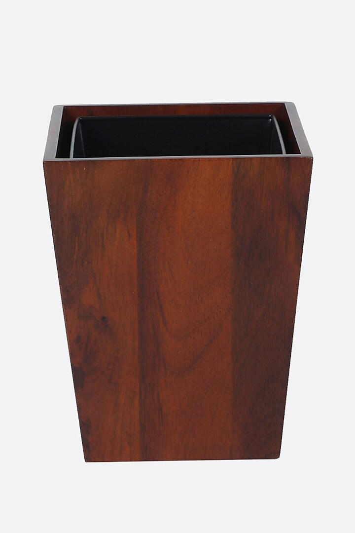 Brown Solid Wood Dwindle Wastebasket by Brick Brown at Pernia's Pop Up Shop
