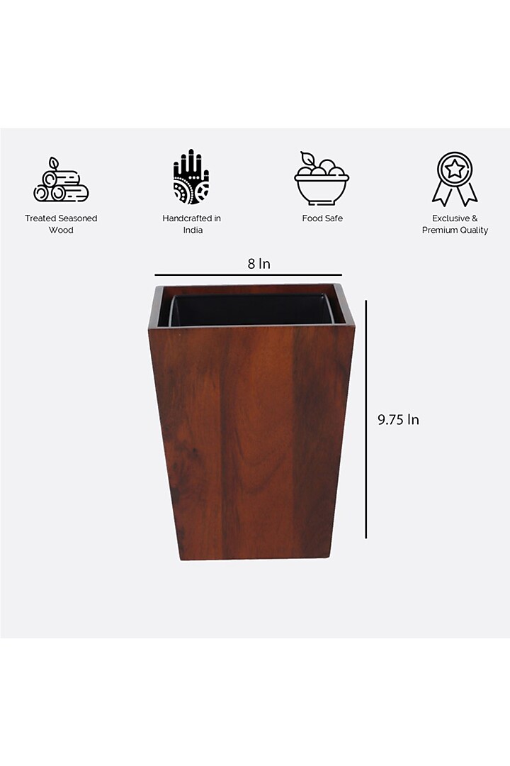 Brown Solid Wood Dwindle Wastebasket by Brick Brown at Pernia's Pop Up Shop