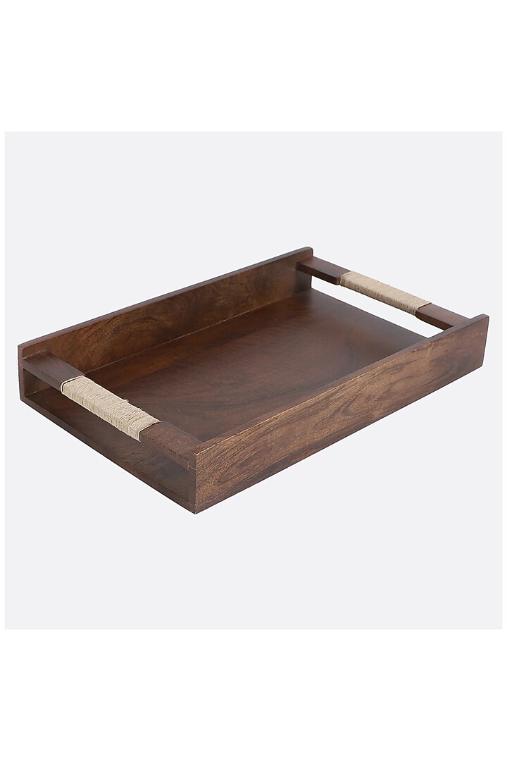 Brown Handcrafted Premium Tribal Wooden Serving Tray by Brick Brown at Pernia's Pop Up Shop