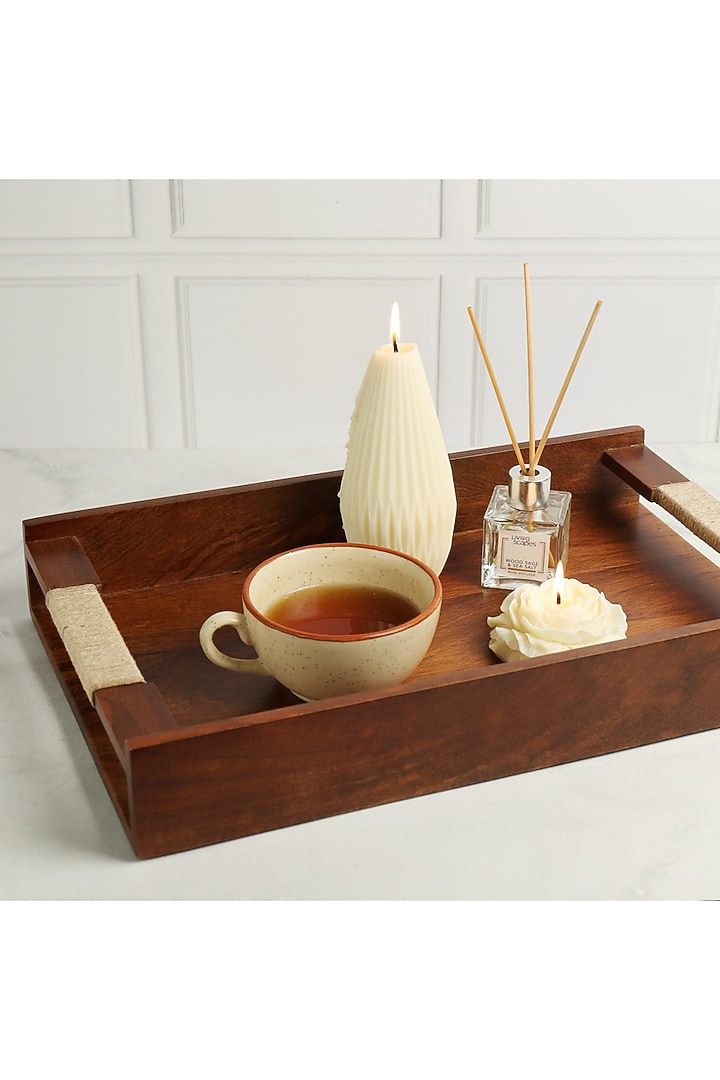 Brown Handcrafted Premium Tribal Wooden Serving Tray by Brick Brown at Pernia's Pop Up Shop
