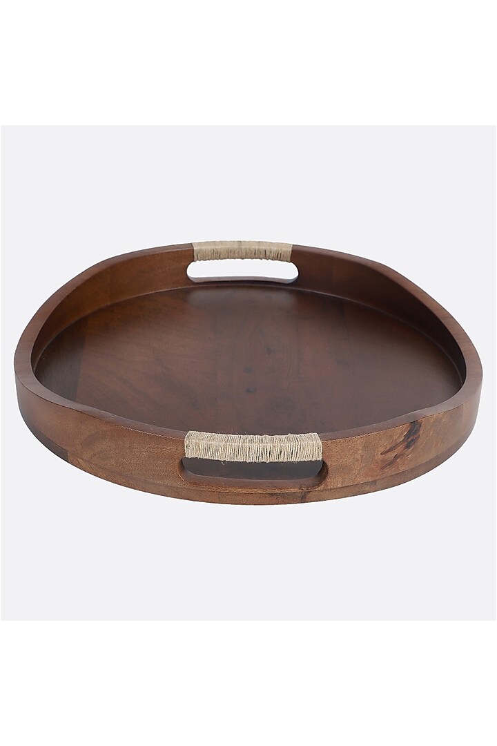 Brown Handcrafted Premium Tribal Curvy Wooden Serving Tray by Brick Brown at Pernia's Pop Up Shop