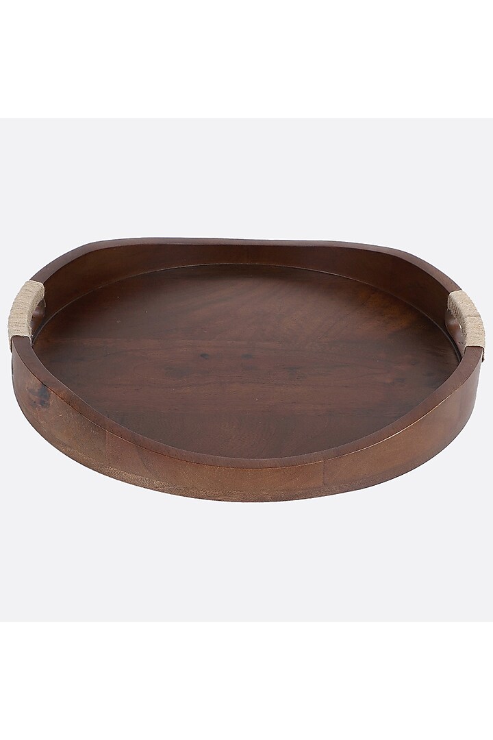 Brown Handcrafted Premium Tribal Curvy Wooden Serving Tray by Brick Brown at Pernia's Pop Up Shop