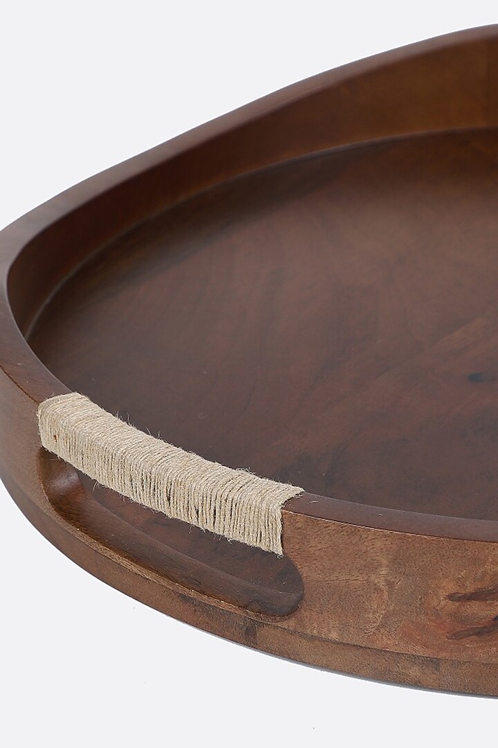 Brown Handcrafted Premium Tribal Curvy Wooden Serving Tray by Brick Brown at Pernia's Pop Up Shop