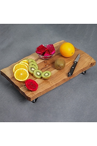 Brown Acacia Wood Premium Handcrafted High-Rise Platter by Brick Brown