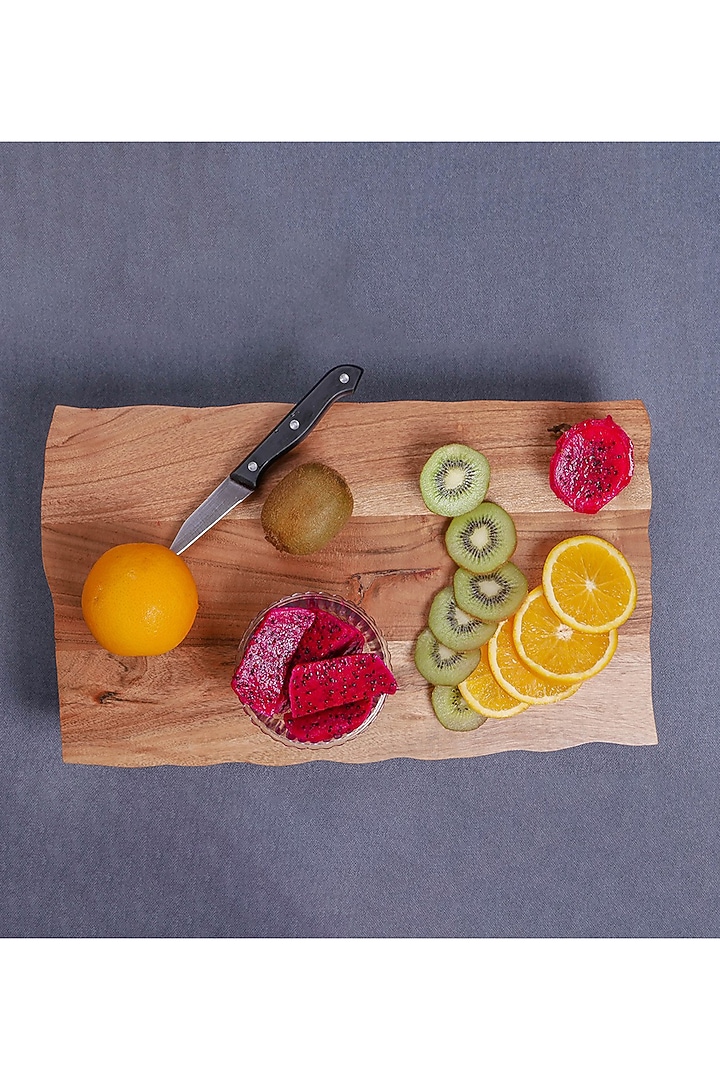 Brown Acacia Wood Premium Handcrafted High-Rise Platter by Brick Brown at Pernia's Pop Up Shop