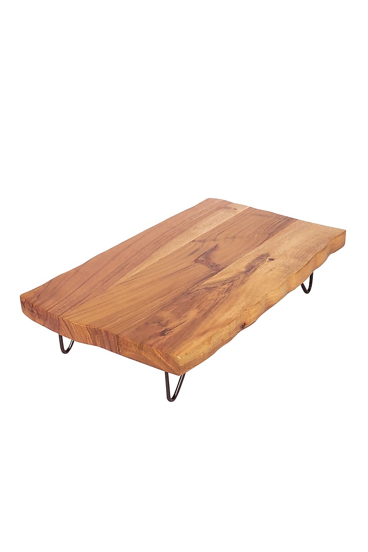 Brown Acacia Wood Premium Handcrafted High-Rise Platter by Brick Brown at Pernia's Pop Up Shop