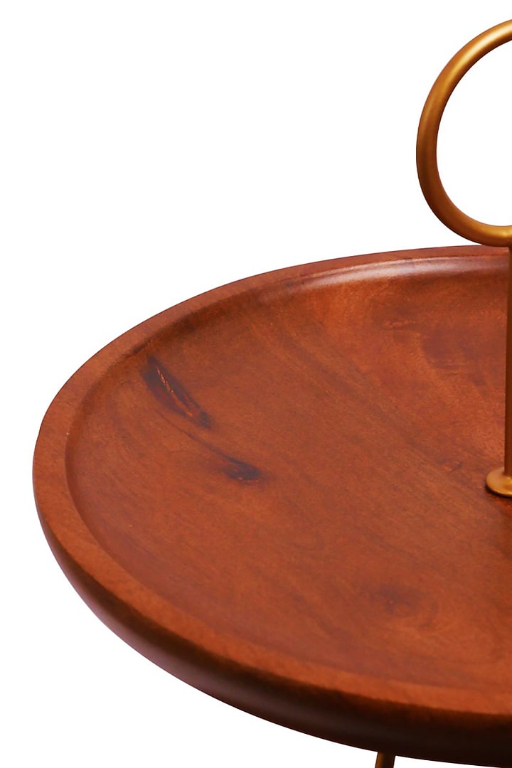 Brown Mango Wood Premium Handcrafted Twin-Tiered Cake Stand by Brick Brown at Pernia's Pop Up Shop