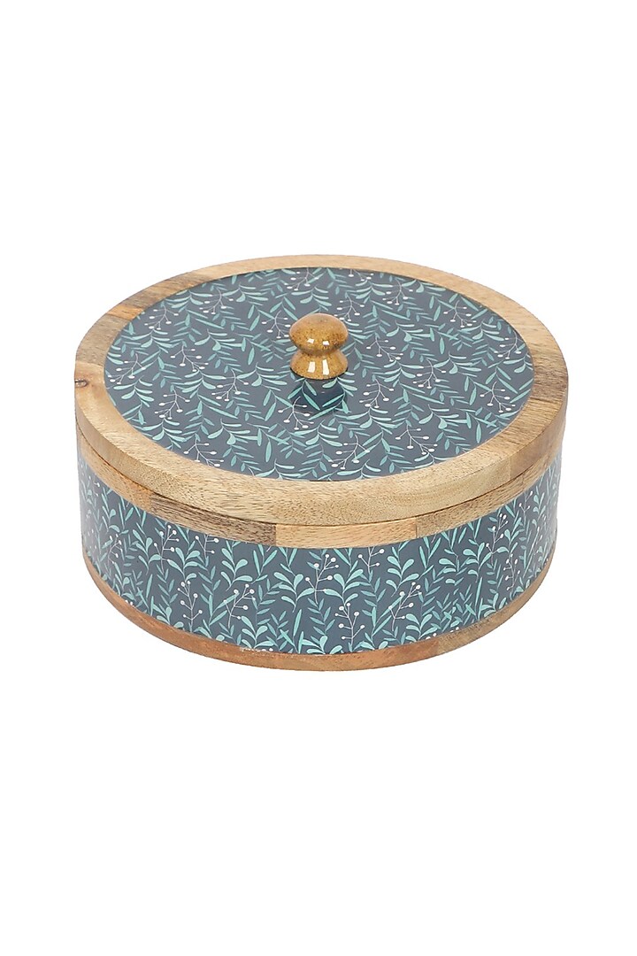 Blue Solid Wood Handcrafted Vintage Roti Box by Brick Brown at Pernia's Pop Up Shop