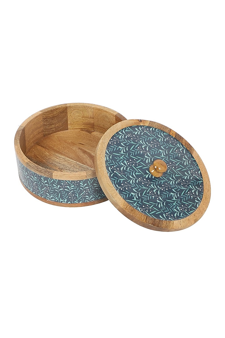 Blue Solid Wood Handcrafted Vintage Roti Box by Brick Brown at Pernia's Pop Up Shop
