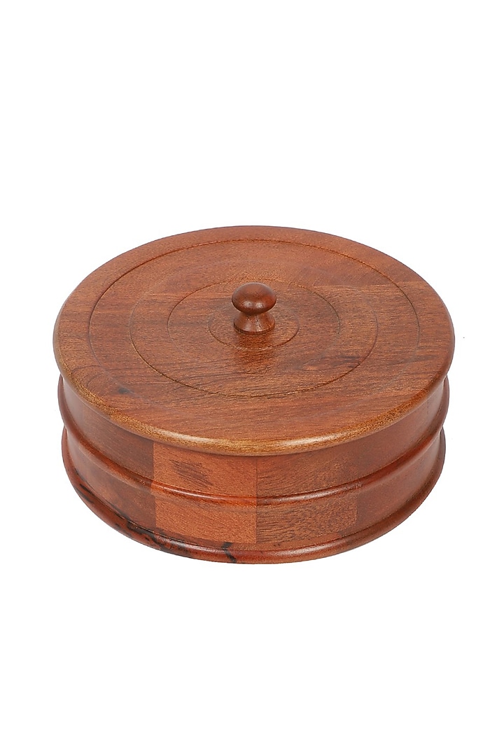 Brown Mango Wood Handcrafted Vintage Roti Box by Brick Brown at Pernia's Pop Up Shop