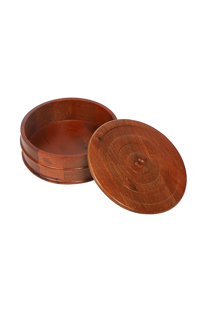 Brown Mango Wood Handcrafted Vintage Roti Box by Brick Brown at Pernia's Pop Up Shop