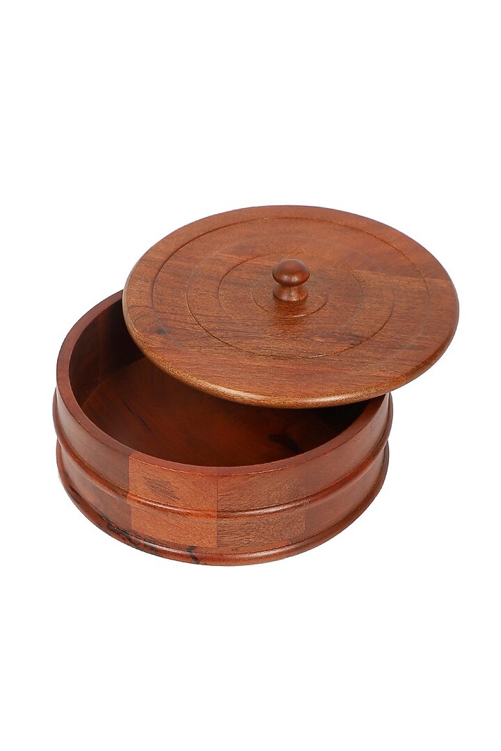 Brown Mango Wood Handcrafted Vintage Roti Box by Brick Brown at Pernia's Pop Up Shop