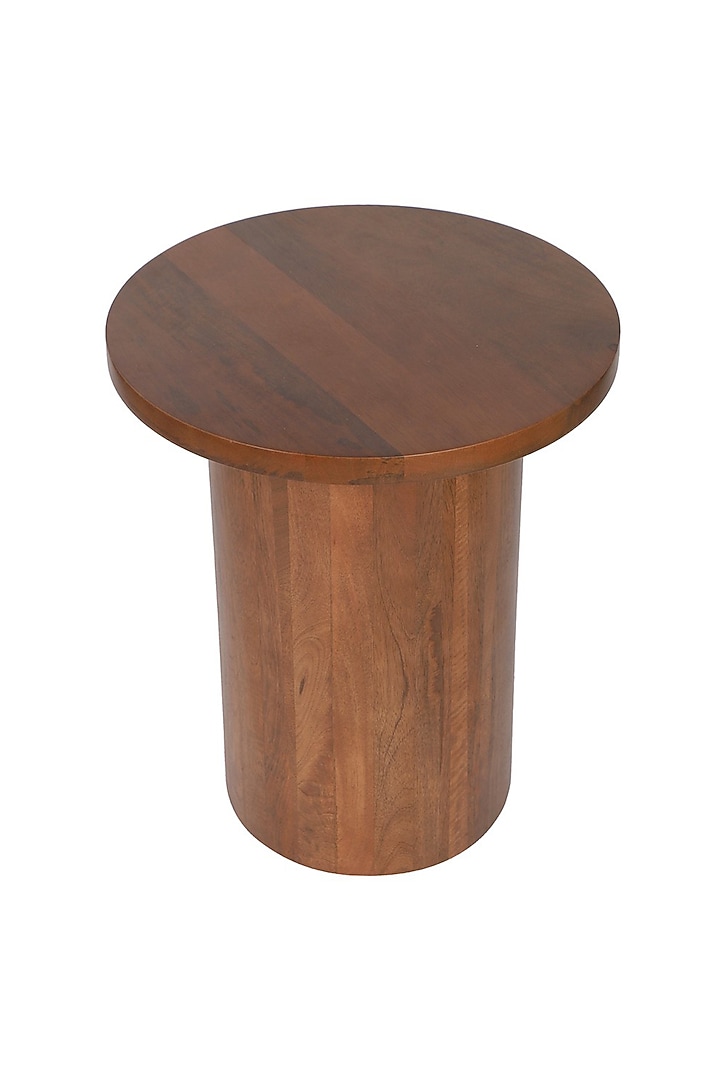Brown Mango Wood Premium Handcrafted Round Twisted Accent Table by Brick Brown at Pernia's Pop Up Shop