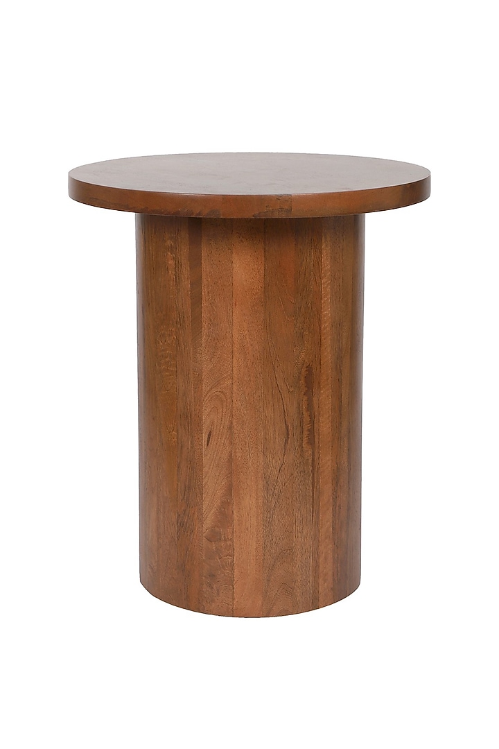 Brown Mango Wood Premium Handcrafted Round Twisted Accent Table by Brick Brown at Pernia's Pop Up Shop