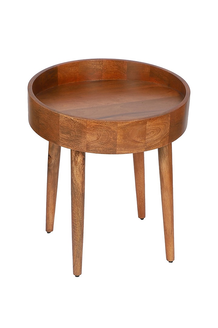 Brown Premium Handcrafted Wooden Orbital Accent Side Table by Brick Brown at Pernia's Pop Up Shop