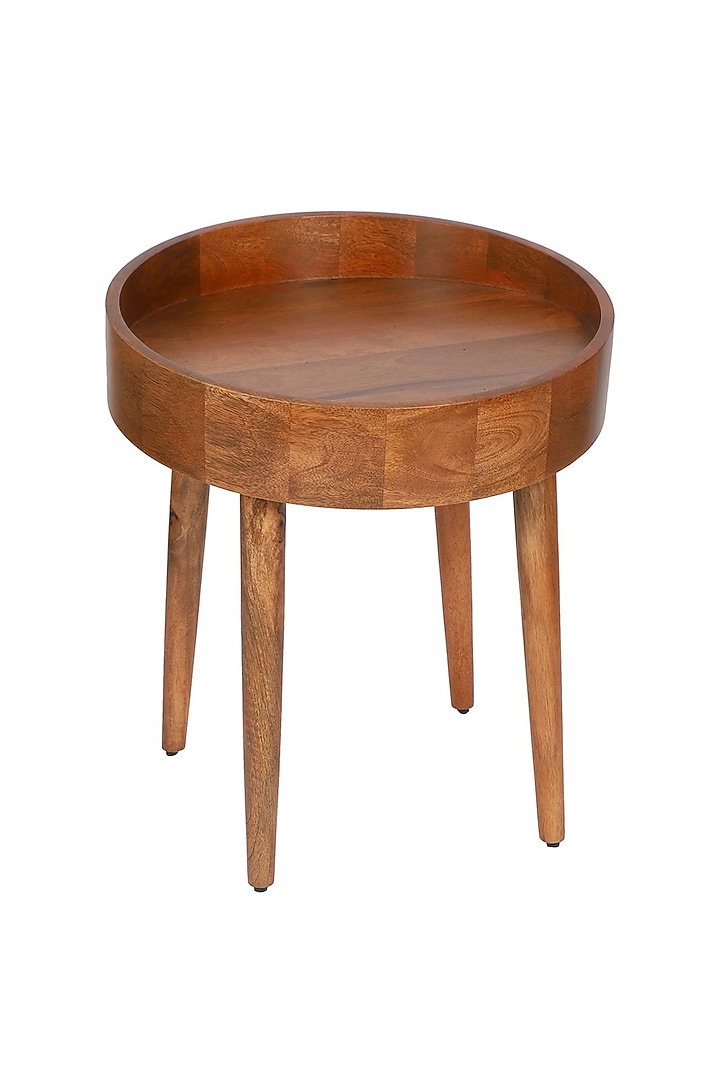 Brown Premium Handcrafted Wooden Orbital Accent Side Table by Brick Brown at Pernia's Pop Up Shop