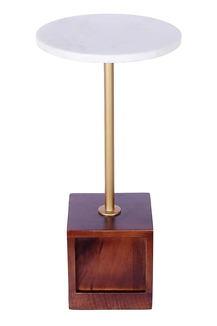 Brown Mango Wood Premium Handcrafted Marmora Drink Table by Brick Brown at Pernia's Pop Up Shop