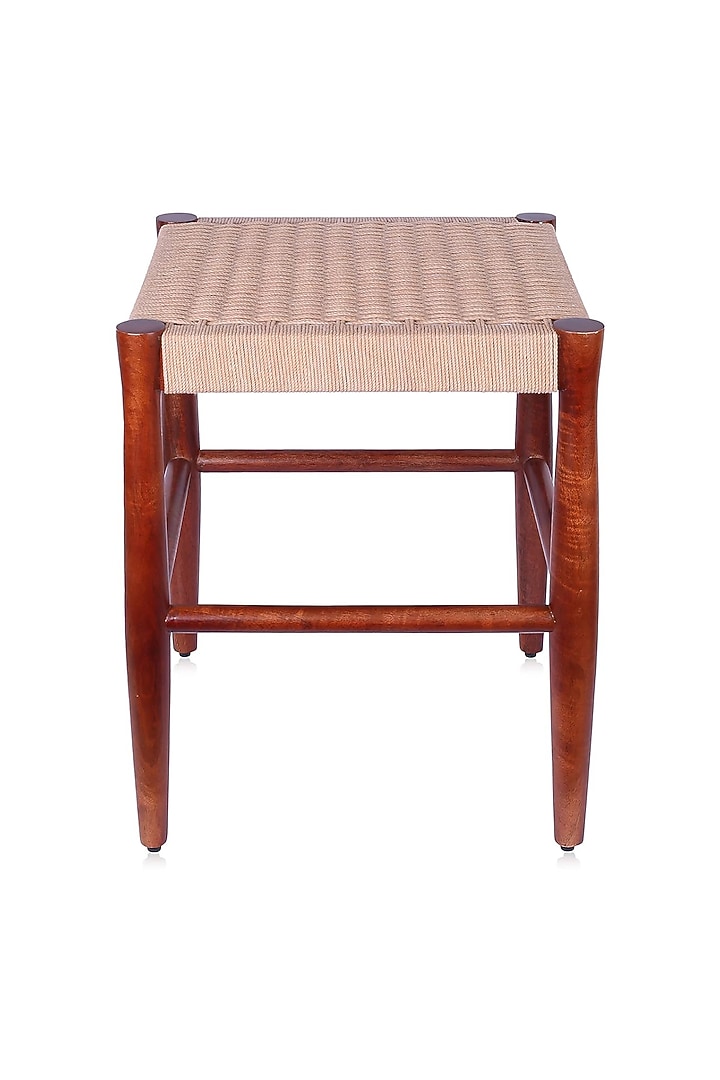Brown Mango Wood & Cotton Premium Handcrafted Loom Nest Stool by Brick Brown at Pernia's Pop Up Shop