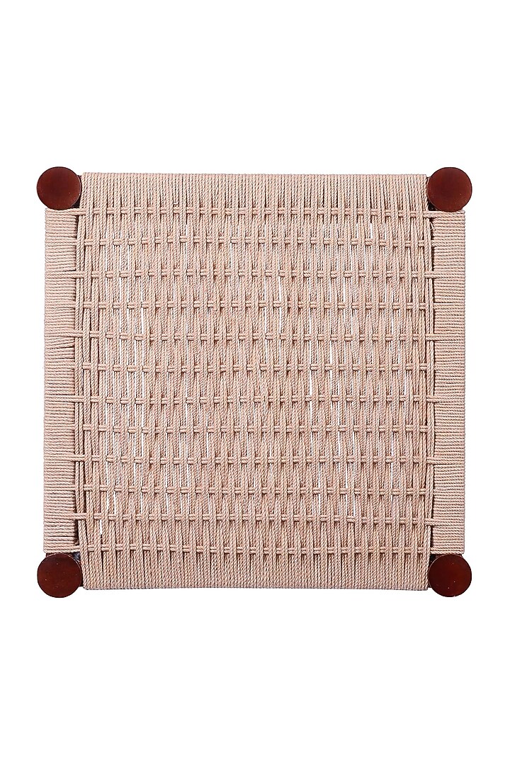 Brown Mango Wood & Cotton Premium Handcrafted Loom Nest Stool by Brick Brown at Pernia's Pop Up Shop