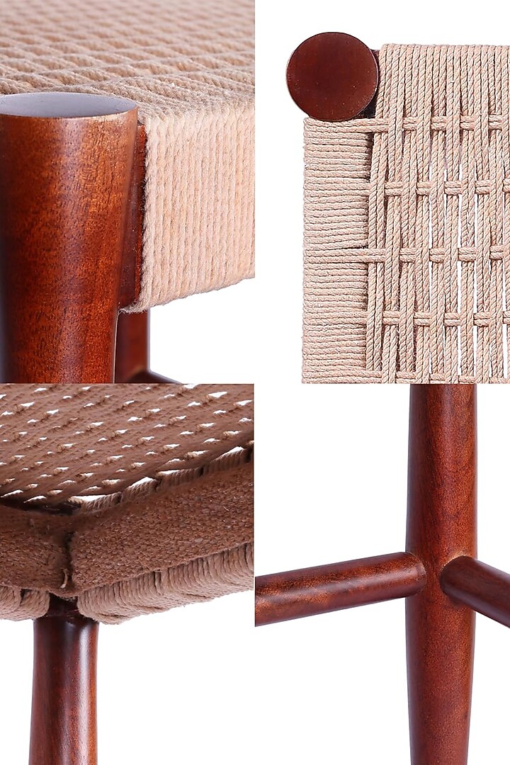 Brown Mango Wood & Cotton Premium Handcrafted Loom Nest Stool by Brick Brown at Pernia's Pop Up Shop