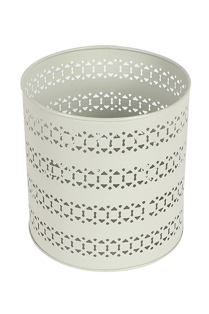 Ivory-Mint Metal Raven Waste Basket by Brick Brown at Pernia's Pop Up Shop
