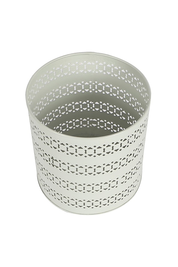 Ivory-Mint Metal Raven Waste Basket by Brick Brown at Pernia's Pop Up Shop