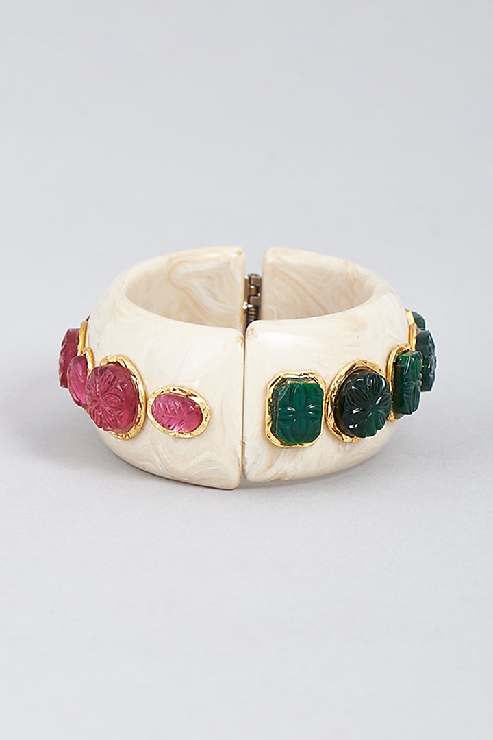 Gold Finish Semi-Precious Ruby Bangle by BRIDALAYA at Pernia's Pop Up Shop